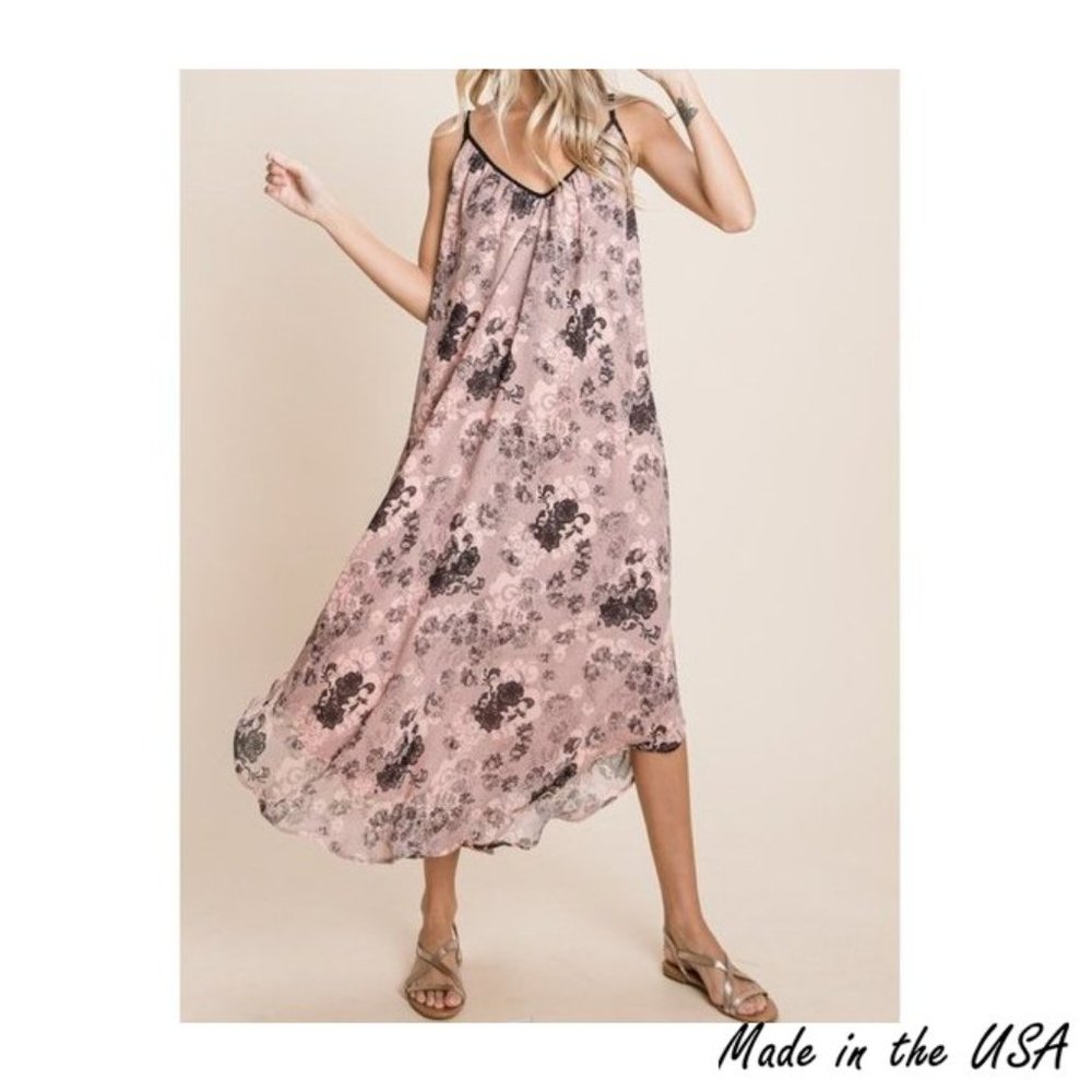 Floral Cami Strap Chiffon Maxi Dress